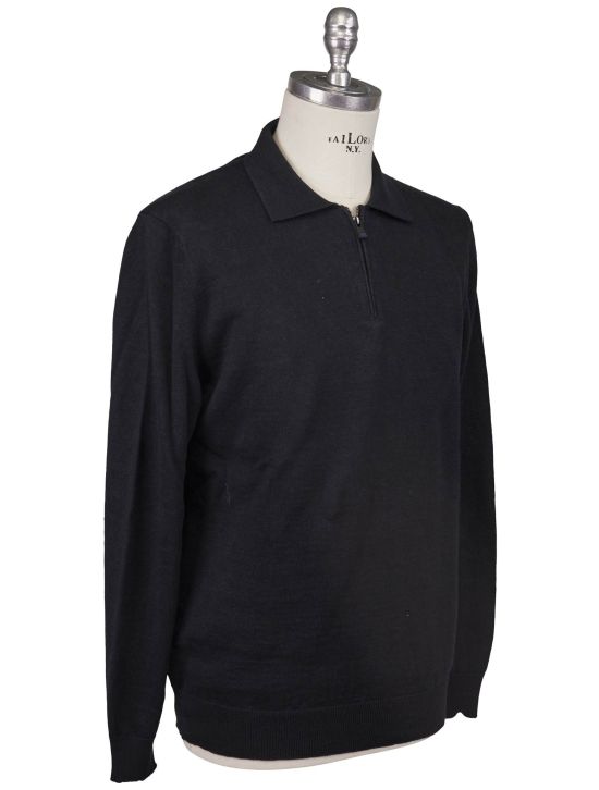 Kiton Kiton Knt Black Linen Cotton Sweater Polo Black 001