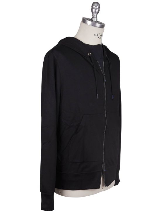 Kiton Kiton Knt Black Viscose EA Sweater Full Zip Black 001