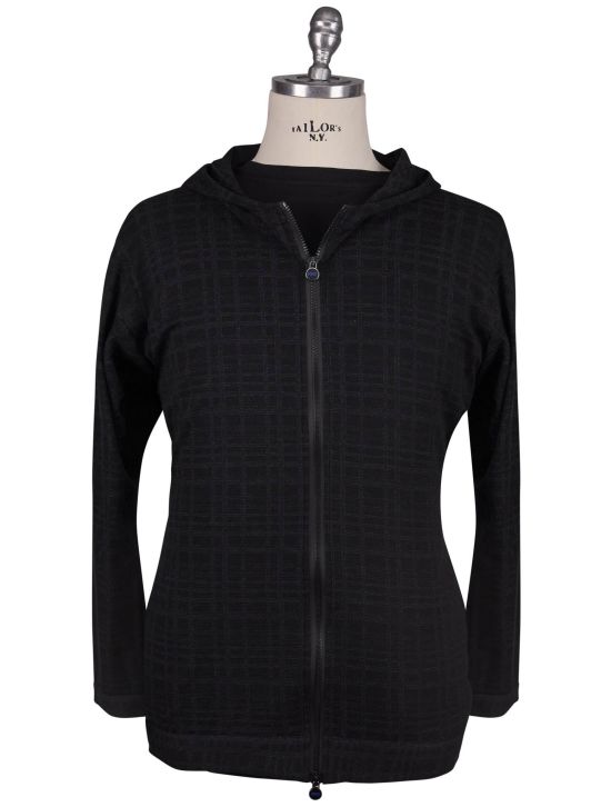 KNT Kiton Knt Black Gray Cashmere Cotton Sweater Full Zip Black / Gray 000