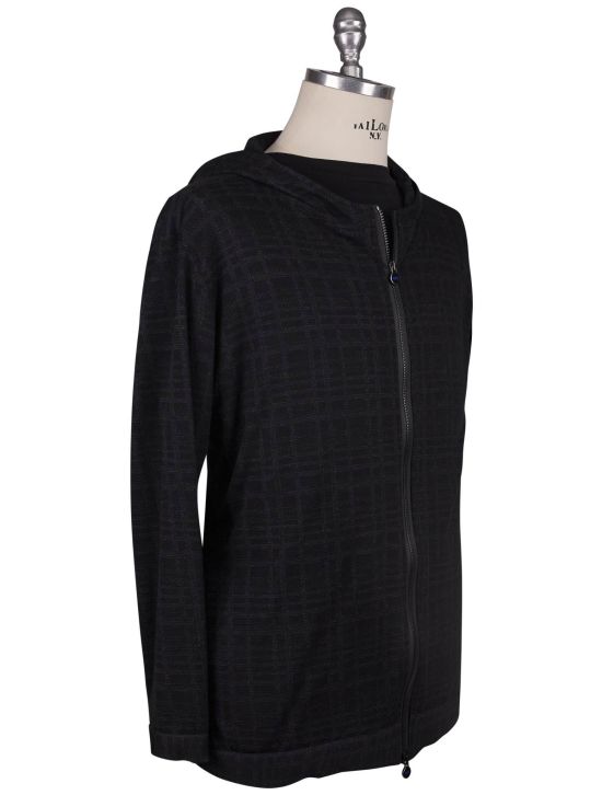 KNT Kiton Knt Black Gray Cashmere Cotton Sweater Full Zip Black / Gray 001
