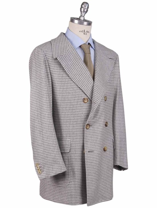 Kiton Kiton Gray White Cashmere Overcoat Gray / White 001