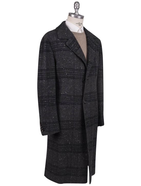 Kiton Kiton Gray Virgin Wool Cashmere Silk Overcoat Gray 001