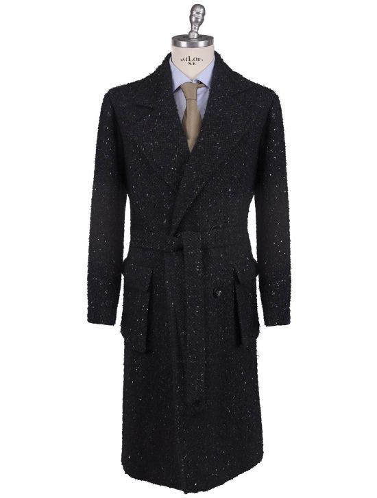 Kiton Kiton Dark Gray Virgin Wool Cashmere Silk Double Breasted Overcoat Dark Gray 001