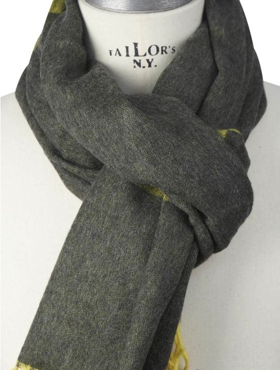 Kiton Kiton Gray Yellow Cashmere Wool Scarf Gray / Yellow 001
