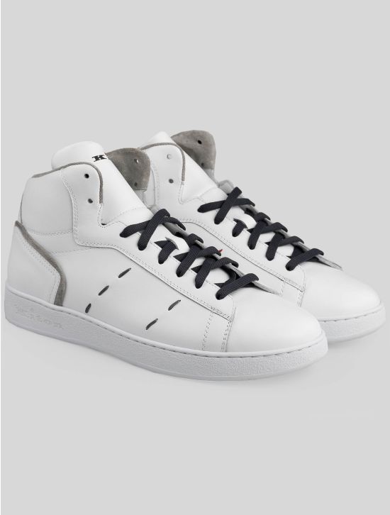 Kiton Kiton White Gray Leather Sneakers White / Gray 000
