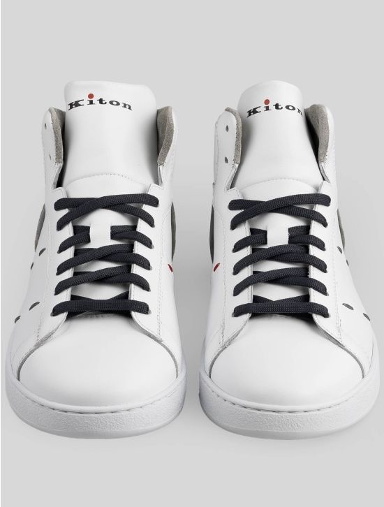 Kiton Kiton White Gray Leather Sneakers White / Gray 001