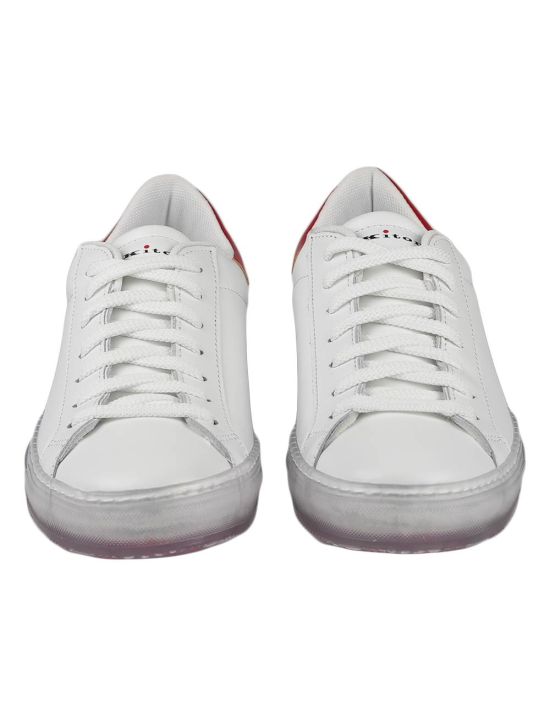 Kiton Kiton White Red Leather Sneakers Special Edition White / Red 001