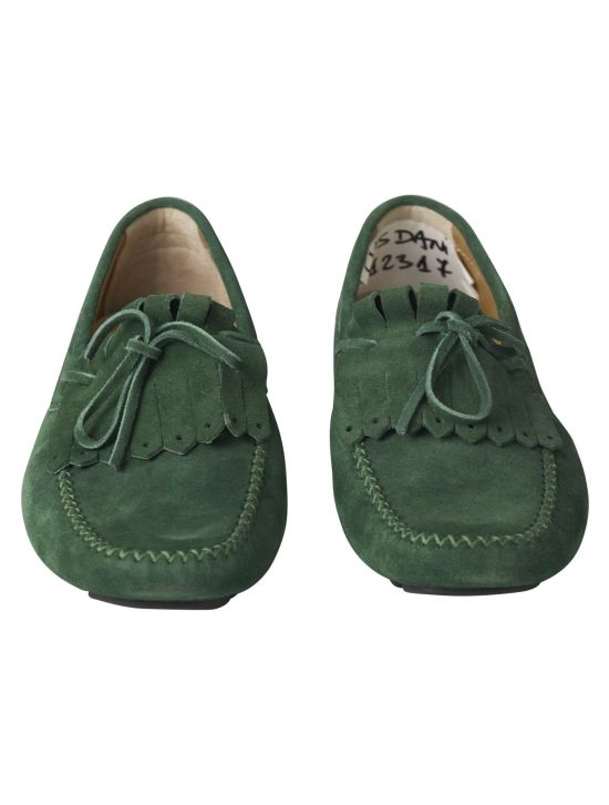 Kiton Kiton Green Leather Suede Loafers Green 001