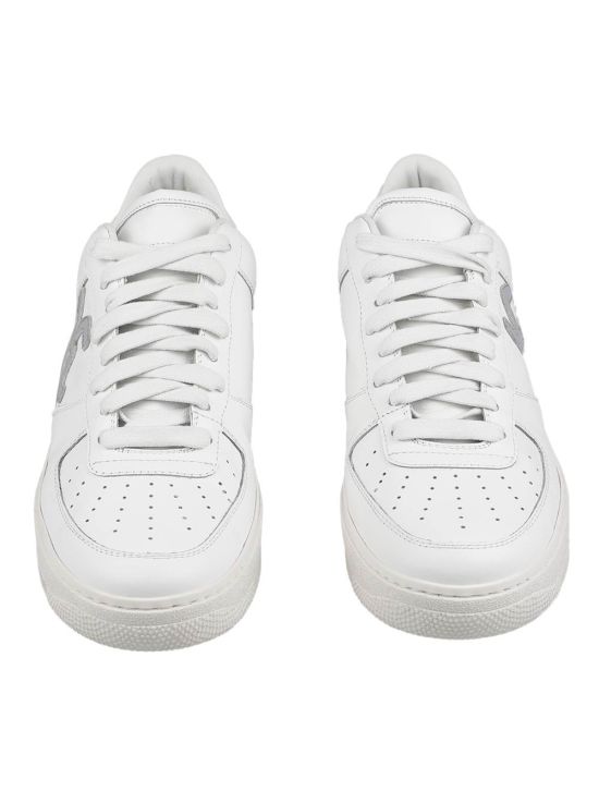 KNT KNT Kiton White Gray Leather Sneakers White / Gray 001