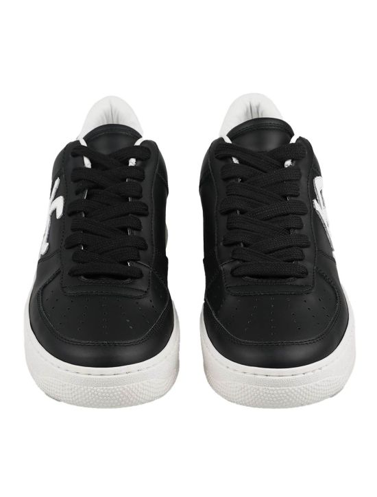 KNT KNT Kiton Black White Leather Sneakers Black / White 001