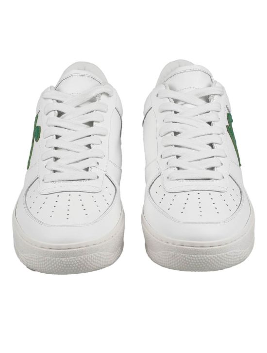 KNT KNT Kiton White Green Leather Sneakers White / Green 001
