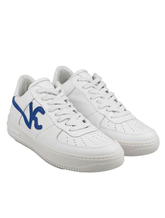 KNT KNT Kiton White Blue Leather Sneakers White / Blue 000