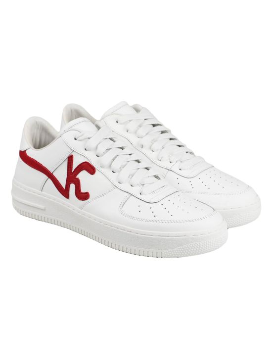 Kiton KNT Kiton White Red Leather Sneakers White / Red 000