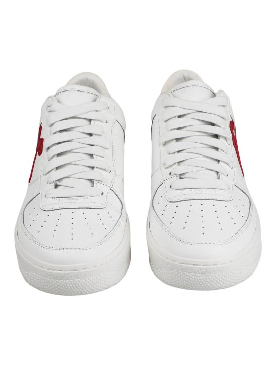 Kiton KNT Kiton White Red Leather Sneakers White / Red 001