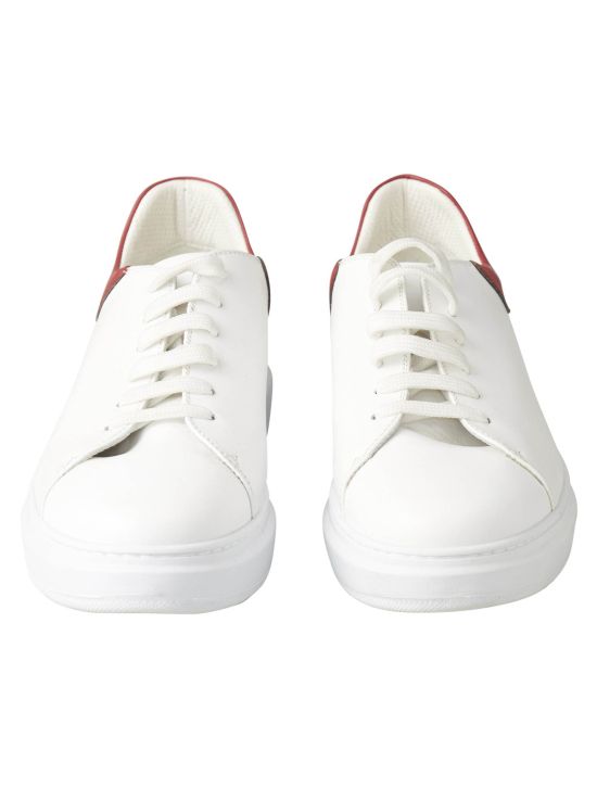 Kiton Kiton White Red Leather Sneaker White / Red 001