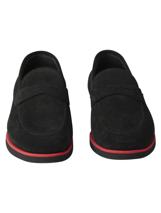 Kiton Kiton Black Leather Suede Loafers Black 001