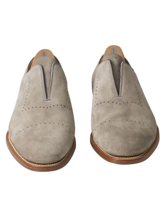 Kiton Kiton Gray Leather Suede Dress Shoes Gray 001