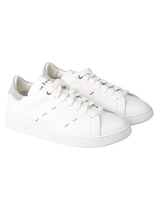 Kiton Kiton White Gray Leather Sneaker White / Gray 000