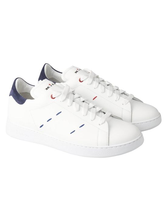 Kiton Kiton White Blue Leather Sneaker White / Blue 000