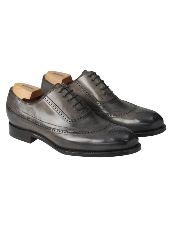 Kiton Kiton Gray Leather Dress Shoes Gray 000