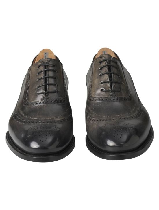 Kiton Kiton Gray Leather Dress Shoes Gray 001