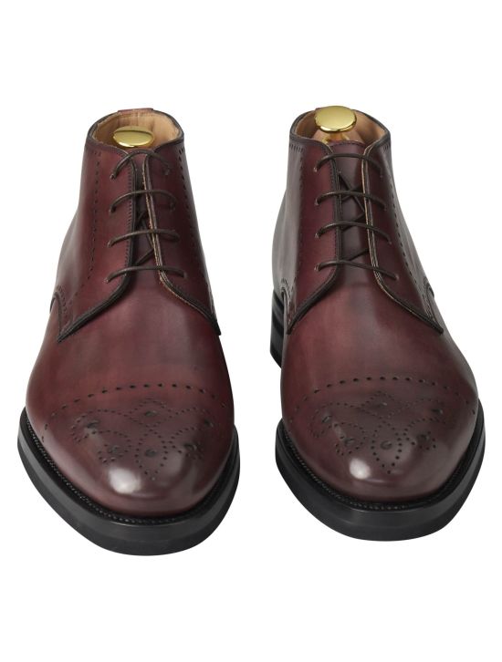 Kiton Kiton Burgundy Leather Dress Shoes Burgundy 001