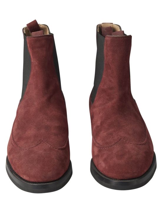 Kiton Kiton Burgundy Leather Suede Boots Shoes Burgundy 001