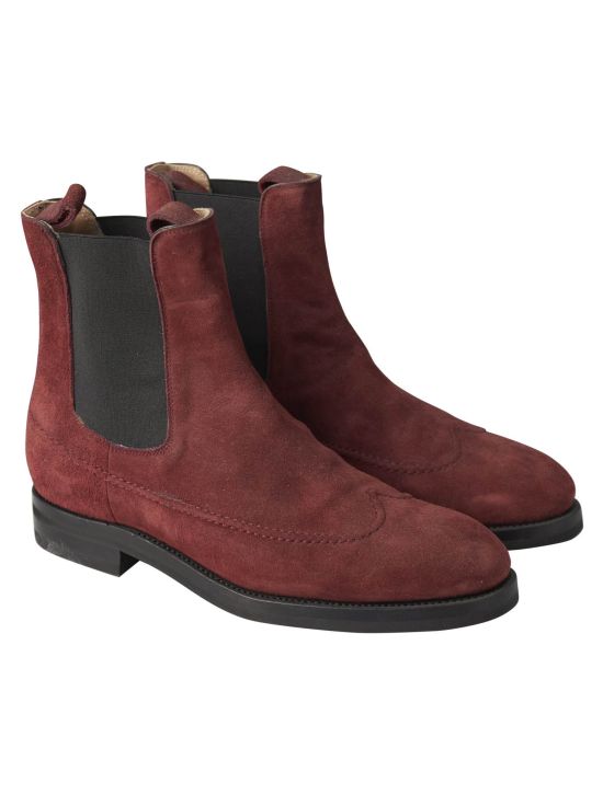 Kiton Kiton Burgundy Leather Suede Boots Shoes Burgundy 000