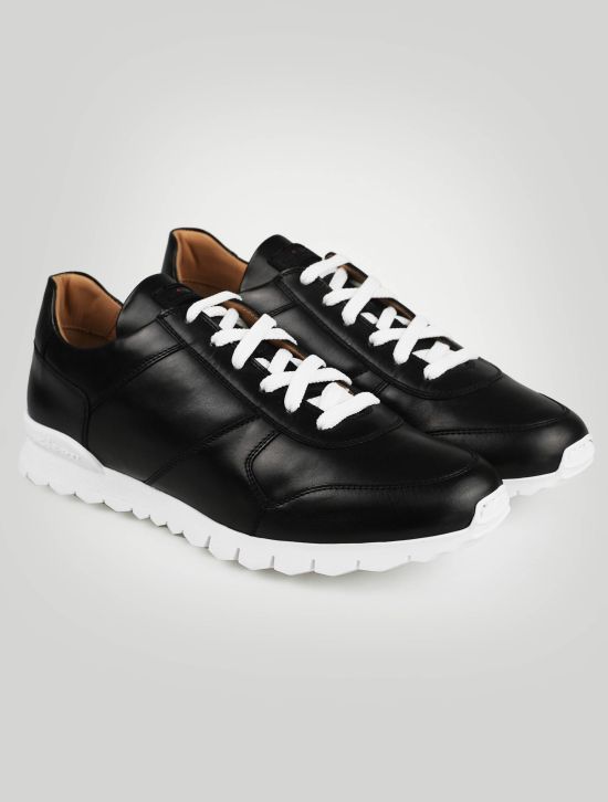 Kiton Kiton Black Leather Fur Sheepskin Sneakers Black 000