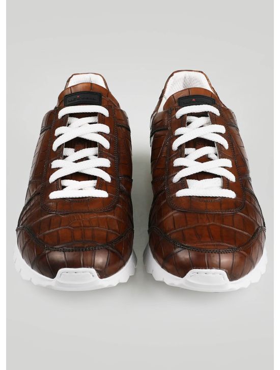 Kiton Kiton Brown Leather Crocodile Sneakers Brown 001