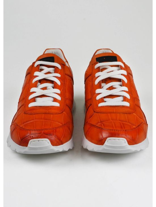 Kiton Kiton Orange Leather Crocodile Sneakers Orange 001
