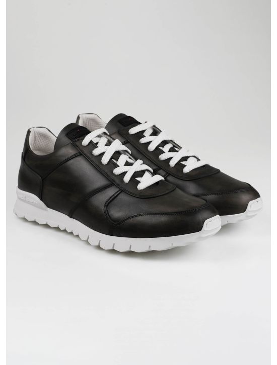 Kiton Kiton Dark Gray Leather Sneakers Dark Gray 000