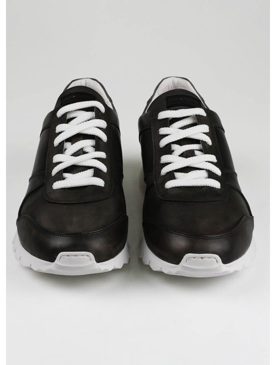 Kiton Kiton Dark Gray Leather Sneakers Dark Gray 001