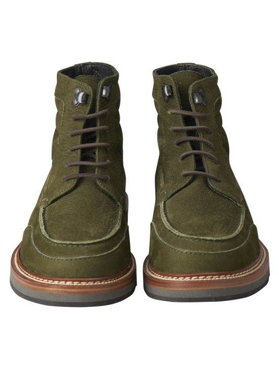 Kiton Kiton Green Leather Boots Shoes Green 001