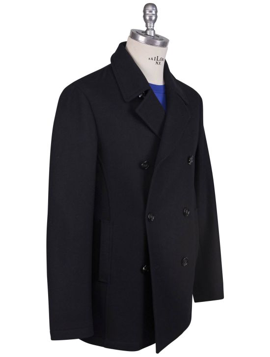 Kiton Kiton Black Wool Double Breasted Coat Black 001