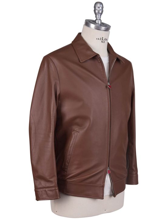Kiton Kiton Brown Leather Coat Brown 001