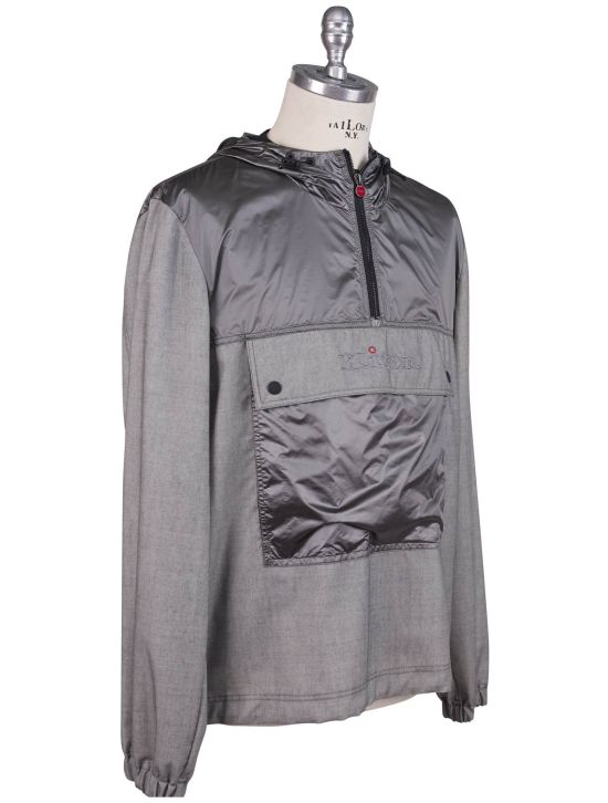 Kiton Kiton Gray Wool Pu Coat Gray 001