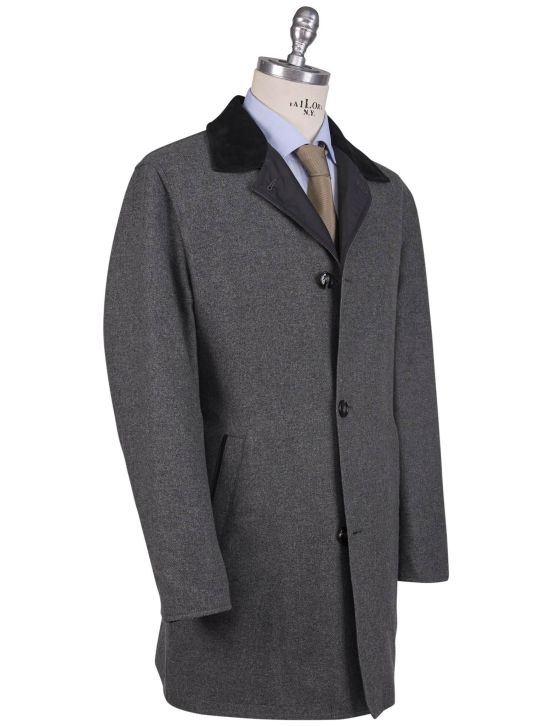 Kiton Kiton Gray Virgin Wool Cashmere Silk Ea Pa Reverse Overcoat Gray 001