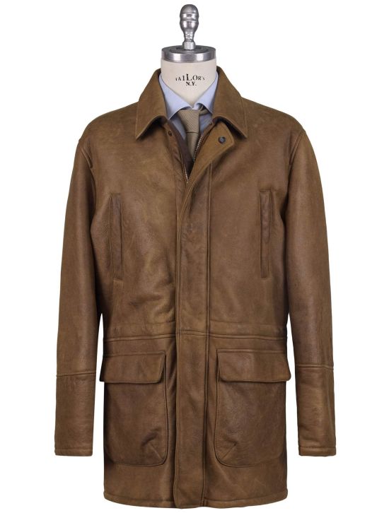 Kiton Kiton Brown Leather With Shearling Fur Coat Brown 000