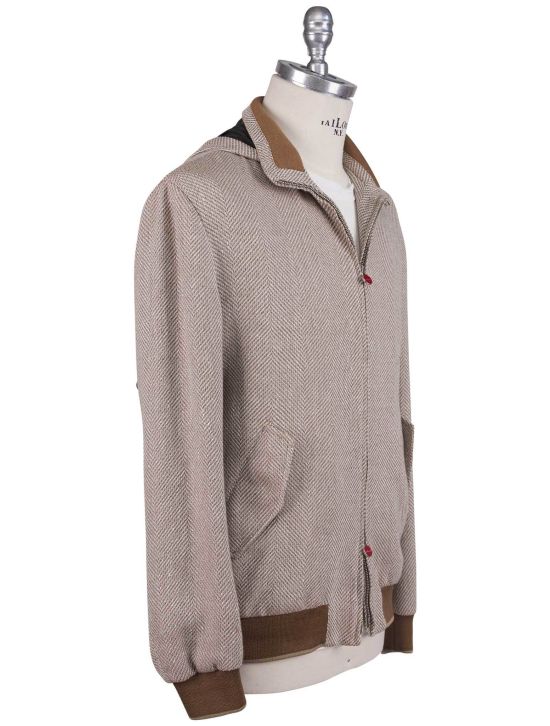 Kiton Kiton Beige Brown Cashmere Linen Coat Beige / Brown 001