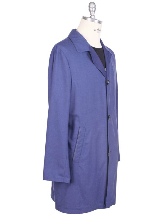 Kiton Kiton Blue Cashmere Silk Pl Reverse Overcoat Blue 001