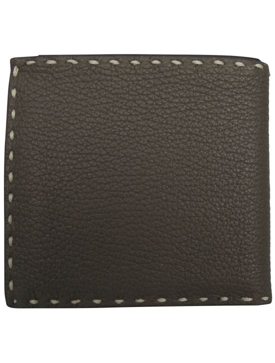 Kiton Kiton Gray Leather Wallet Gray 001