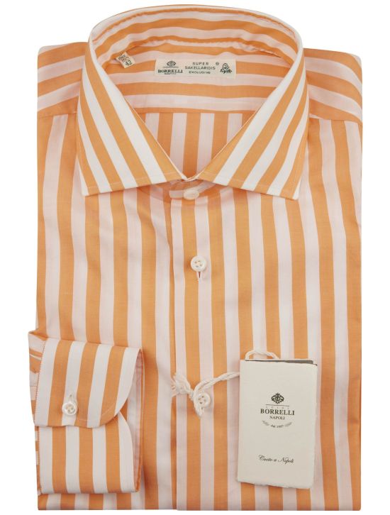 Luigi Borrelli Luigi Borrelli Orange White Cotton Shirt Orange / White 000