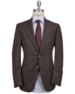Isaia Isaia Brown Light Blue Wool Suit Brown / Light Blue 000