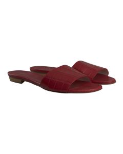 Kiton Kiton Red Leather Crocodile Slippers Red 000