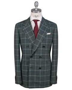Kiton Kiton Green Cashmere Silk Linen Double Breasted Suit Green 000