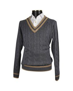 FEFÈ Glamour Pochette Fefè Gray Beige Wool Pa Sweater V-Neck Gray/Beige 000