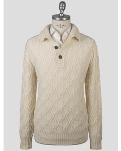 Isaia Isaia White Cashmere Sweater Half Button White 000