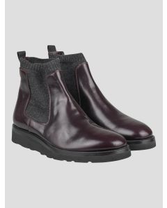Isaia Isaia Burgundy Leather Boots Shoes Burgundy 000