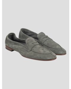Isaia Isaia Gray Leather Suede Loafers Shoes Gray 000